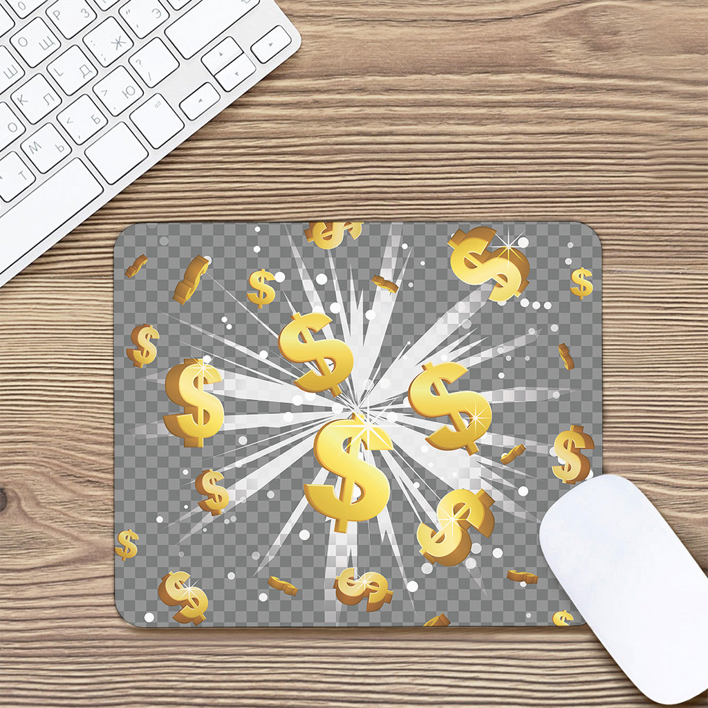 Golden Dollar Sign Explosion Print Mouse Pad