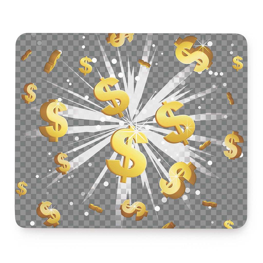 Golden Dollar Sign Explosion Print Mouse Pad