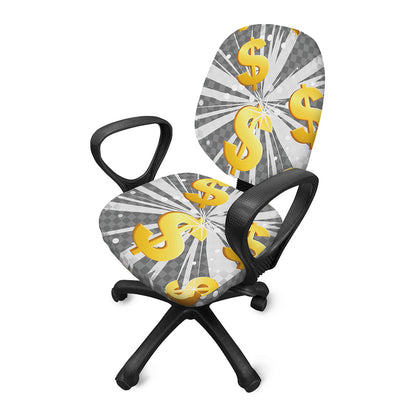 Golden Dollar Sign Explosion Print Office Chair Cover