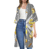 Golden Dollar Sign Explosion Print Open Front Beach Cover Up