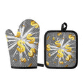 Golden Dollar Sign Explosion Print Oven Mitt And Pot Holder Set