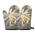 Golden Dollar Sign Explosion Print Oven Mitts