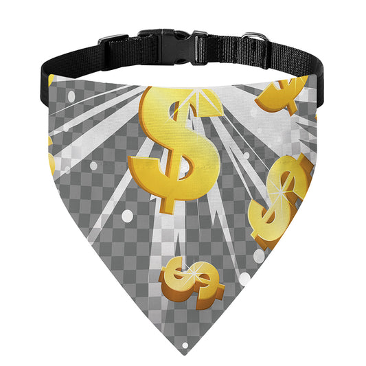 Golden Dollar Sign Explosion Print Over The Collar Dog Bandana