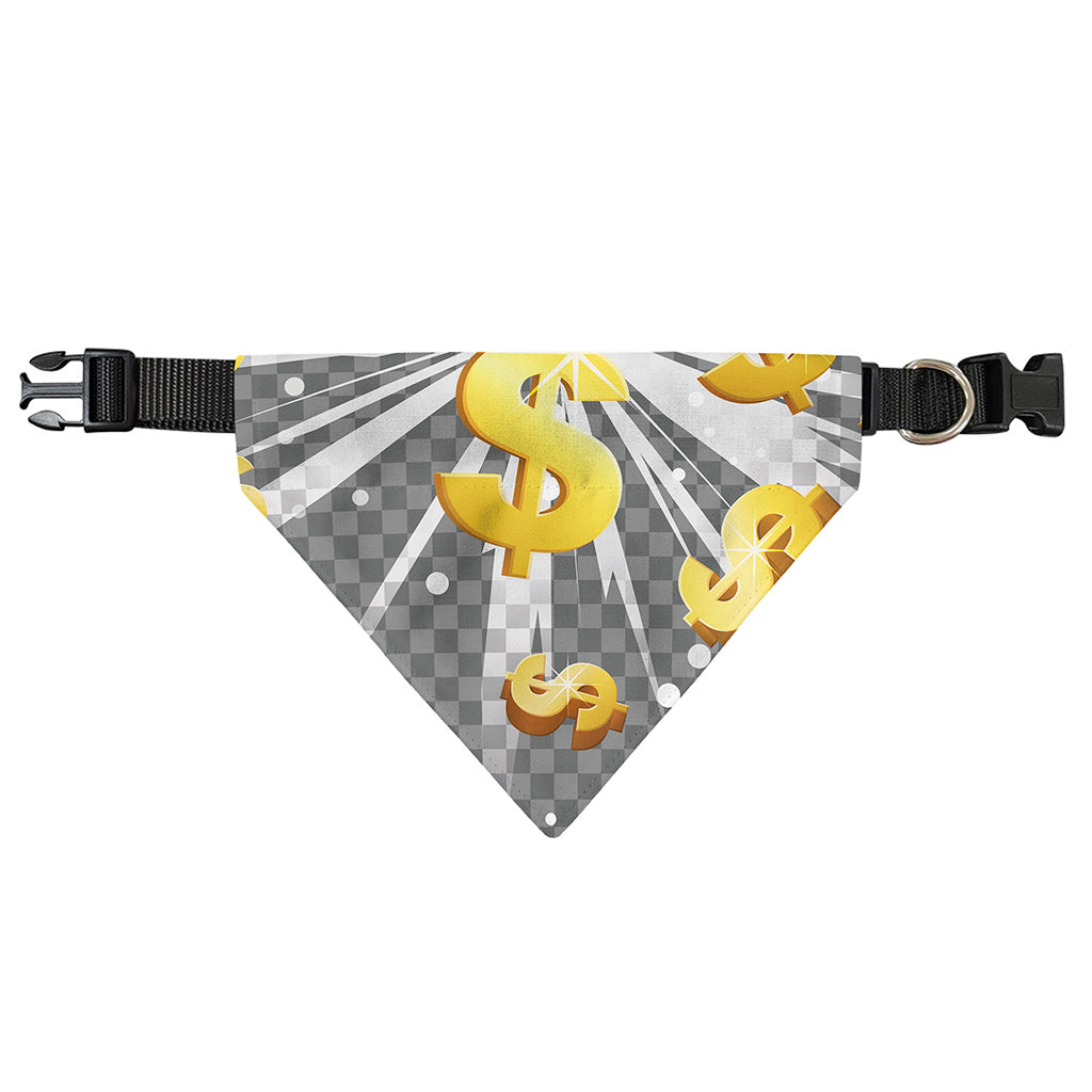 Golden Dollar Sign Explosion Print Over The Collar Dog Bandana
