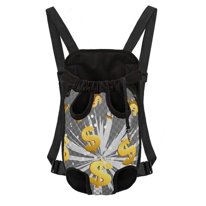 Golden Dollar Sign Explosion Print Pet Carrier Backpack