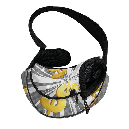 Golden Dollar Sign Explosion Print Pet Sling Carrier