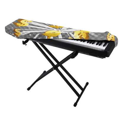 Golden Dollar Sign Explosion Print Piano Keyboard Cover
