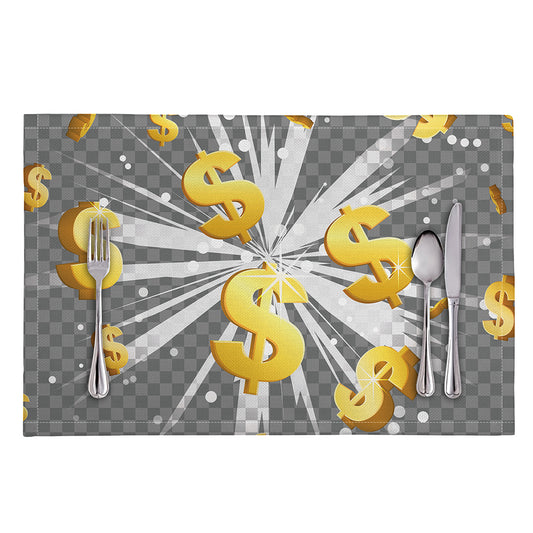 Golden Dollar Sign Explosion Print Placemat