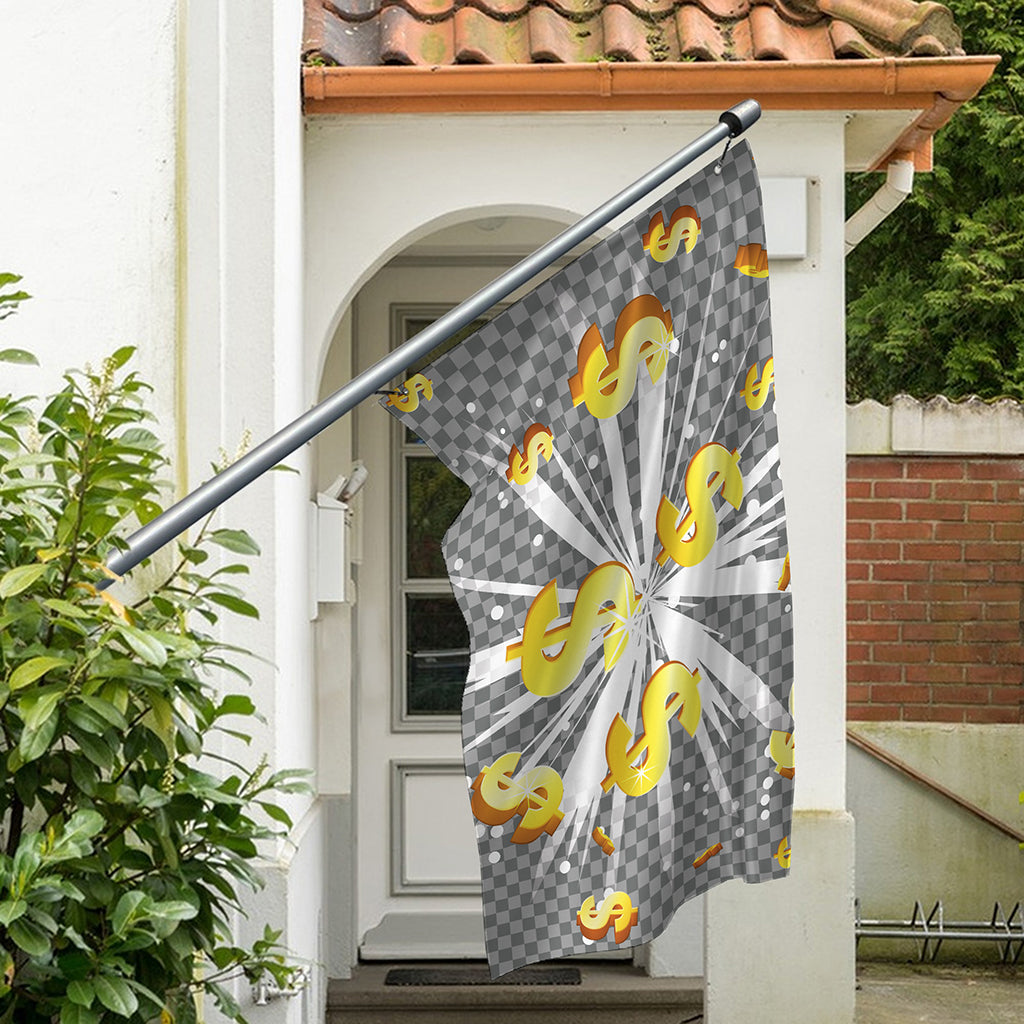 Golden Dollar Sign Explosion Print Polyester Flag
