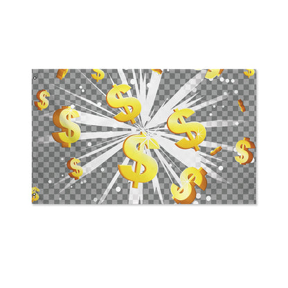 Golden Dollar Sign Explosion Print Polyester Flag