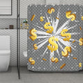 Golden Dollar Sign Explosion Print Polyester Shower Curtain
