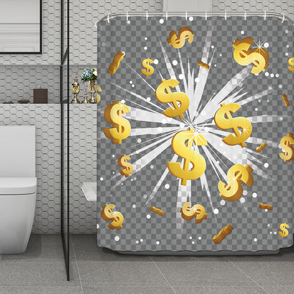 Golden Dollar Sign Explosion Print Polyester Shower Curtain