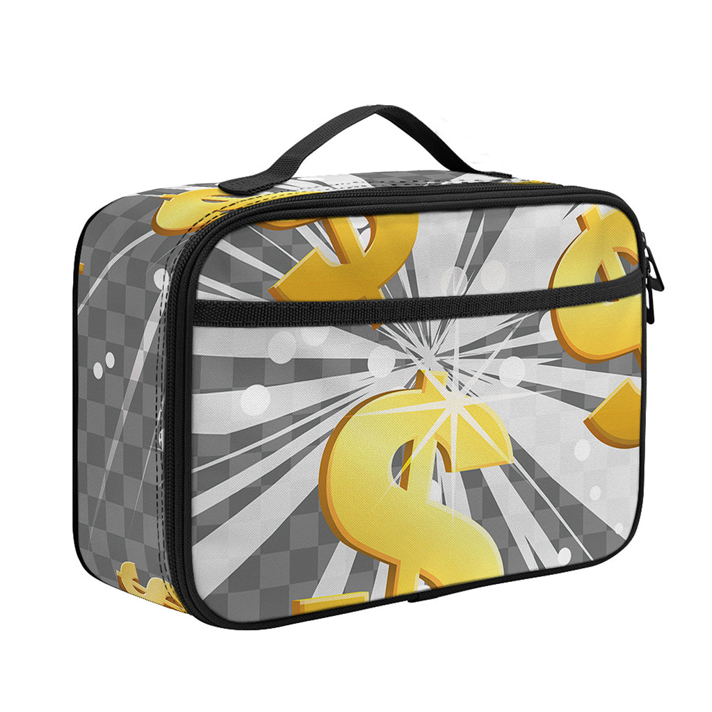 Golden Dollar Sign Explosion Print Portable Lunch Bag