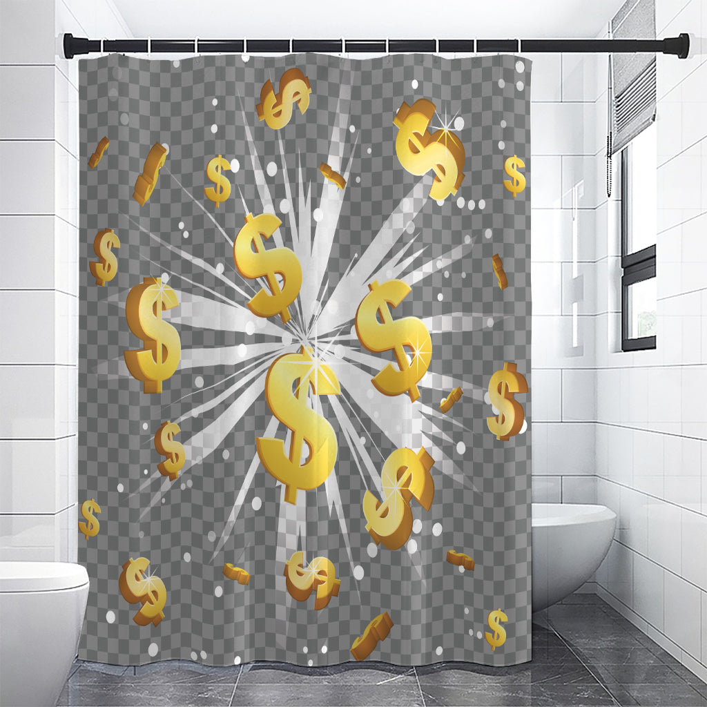 Golden Dollar Sign Explosion Print Premium Shower Curtain