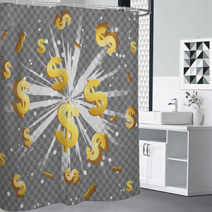 Golden Dollar Sign Explosion Print Premium Shower Curtain