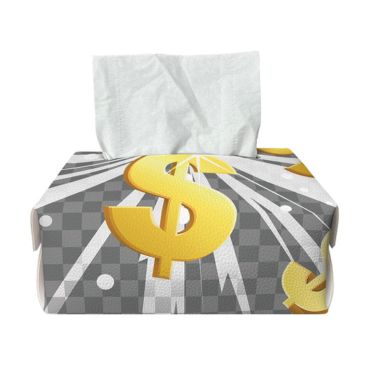 Golden Dollar Sign Explosion Print Rectangle Tissue Box Cover