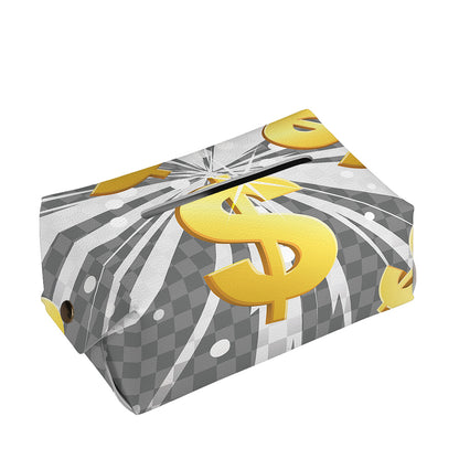 Golden Dollar Sign Explosion Print Rectangle Tissue Box Cover