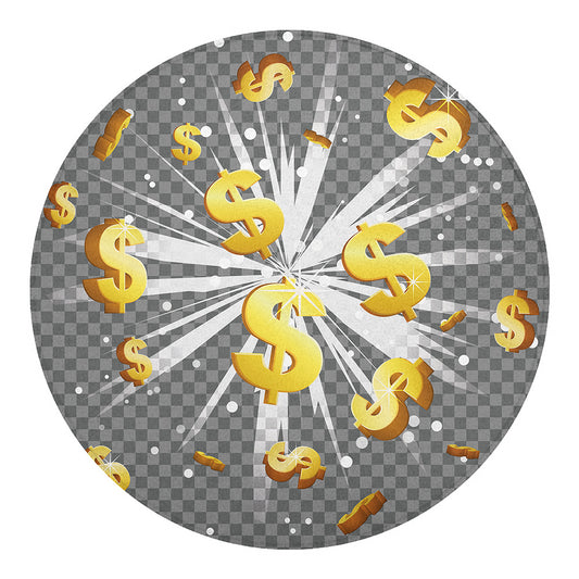 Golden Dollar Sign Explosion Print Round Blanket