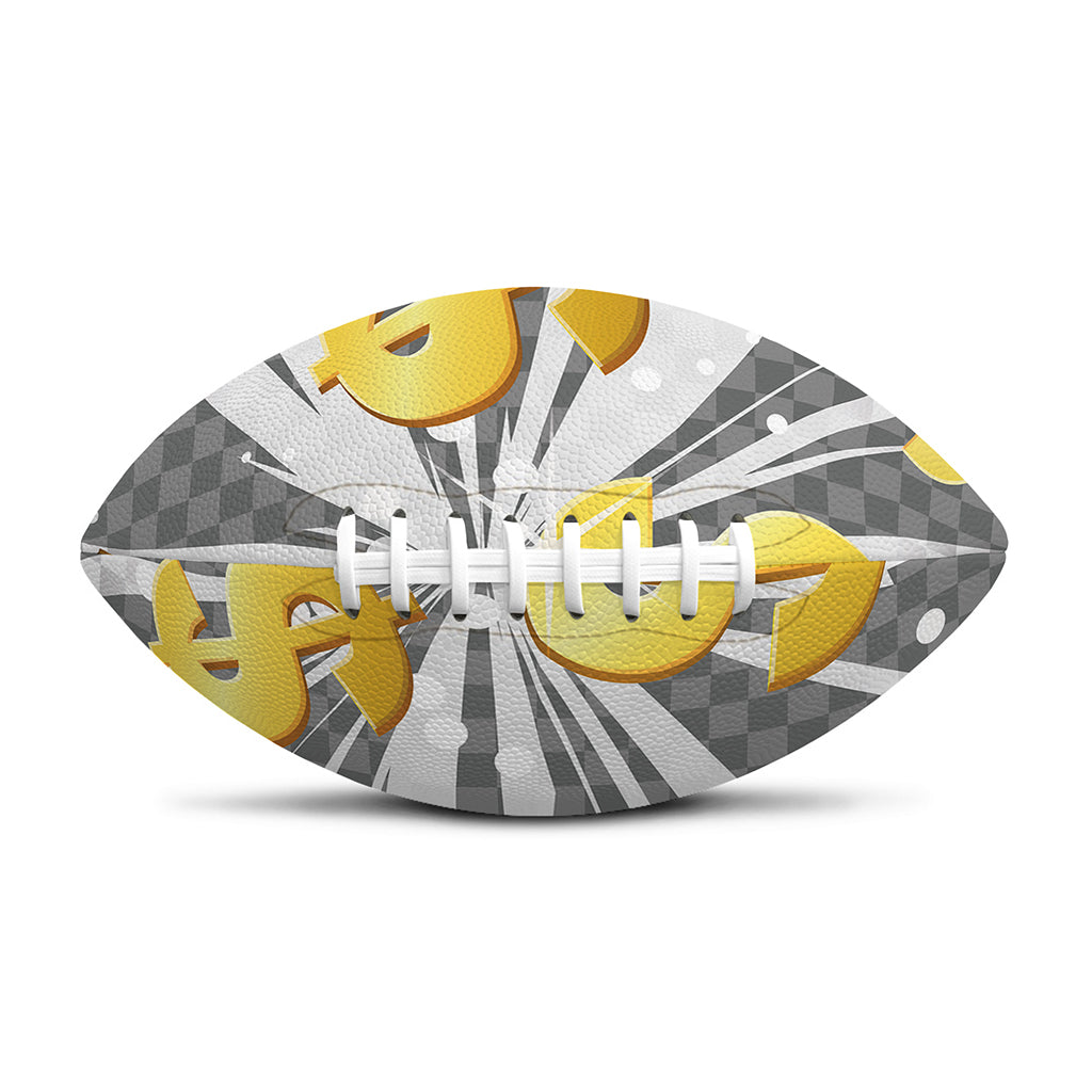 Golden Dollar Sign Explosion Print Rugby Ball