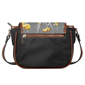 Golden Dollar Sign Explosion Print Saddle Bag