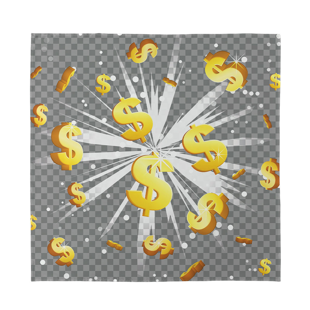 Golden Dollar Sign Explosion Print Silk Bandana