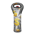 Golden Dollar Sign Explosion Print Single Neoprene Wine Tote