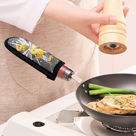 Golden Dollar Sign Explosion Print Skillet Handle Cover
