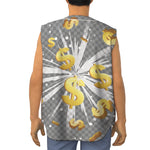 Golden Dollar Sign Explosion Print Sleeveless Baseball Jersey