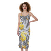 Golden Dollar Sign Explosion Print Slim Fit Midi Cami Dress