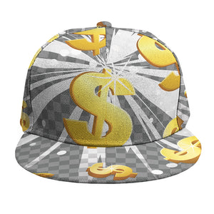 Golden Dollar Sign Explosion Print Snapback Cap