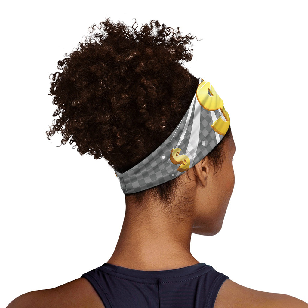 Golden Dollar Sign Explosion Print Sports Headband