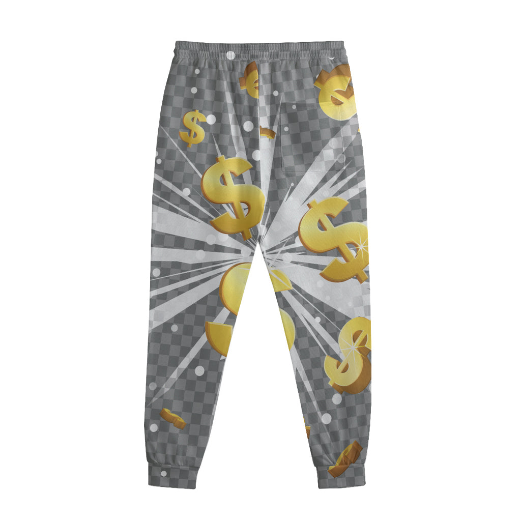 Golden Dollar Sign Explosion Print Sweatpants