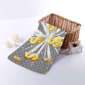 Golden Dollar Sign Explosion Print Towel