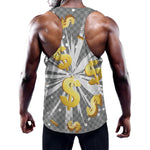 Golden Dollar Sign Explosion Print Training Tank Top