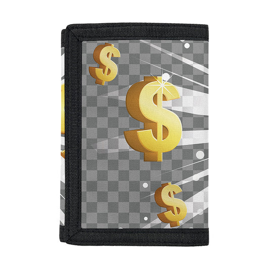 Golden Dollar Sign Explosion Print Trifold Wallet