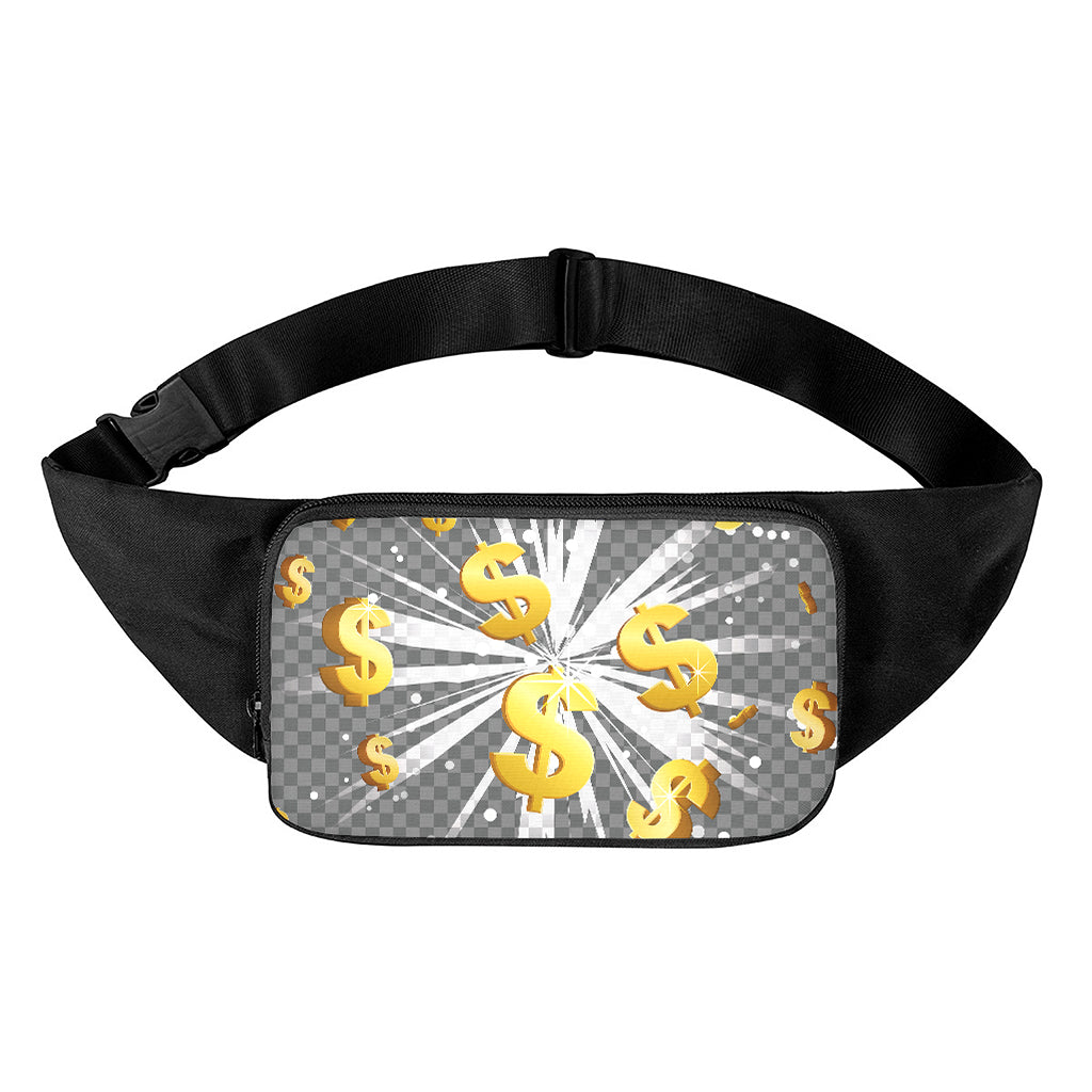 Golden Dollar Sign Explosion Print Waist Bag