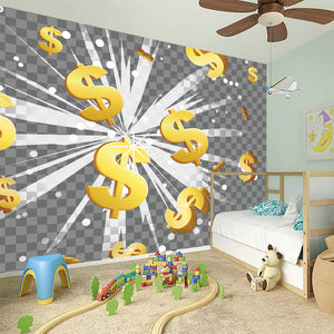 Golden Dollar Sign Explosion Print Wall Sticker