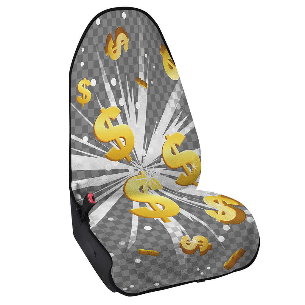 Golden Dollar Sign Explosion Print Waterproof Car Seat Cover