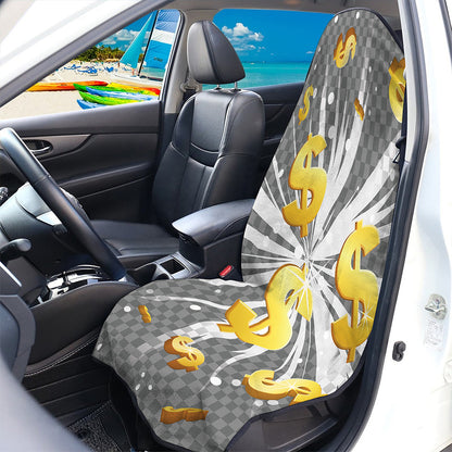 Golden Dollar Sign Explosion Print Waterproof Car Seat Cover