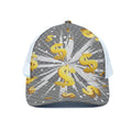 Golden Dollar Sign Explosion Print White Mesh Trucker Hat