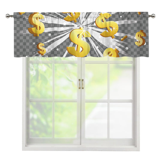 Golden Dollar Sign Explosion Print Window Valance