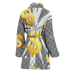 Golden Dollar Sign Explosion Print Women's Bathrobe