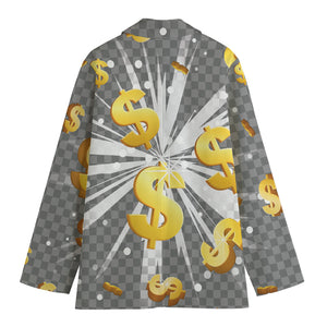 Golden Dollar Sign Explosion Print Women's Blazer