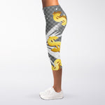 Golden Dollar Sign Explosion Print Women's Capri Leggings