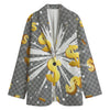 Golden Dollar Sign Explosion Print Women's Cotton Blazer