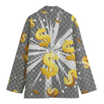 Golden Dollar Sign Explosion Print Women's Cotton Blazer