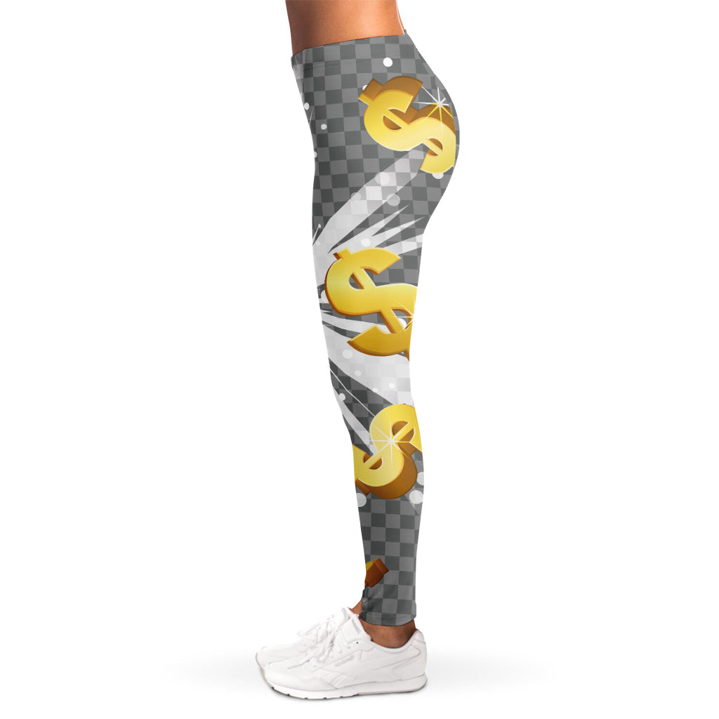 Golden Dollar Sign Explosion Print Women's Leggings