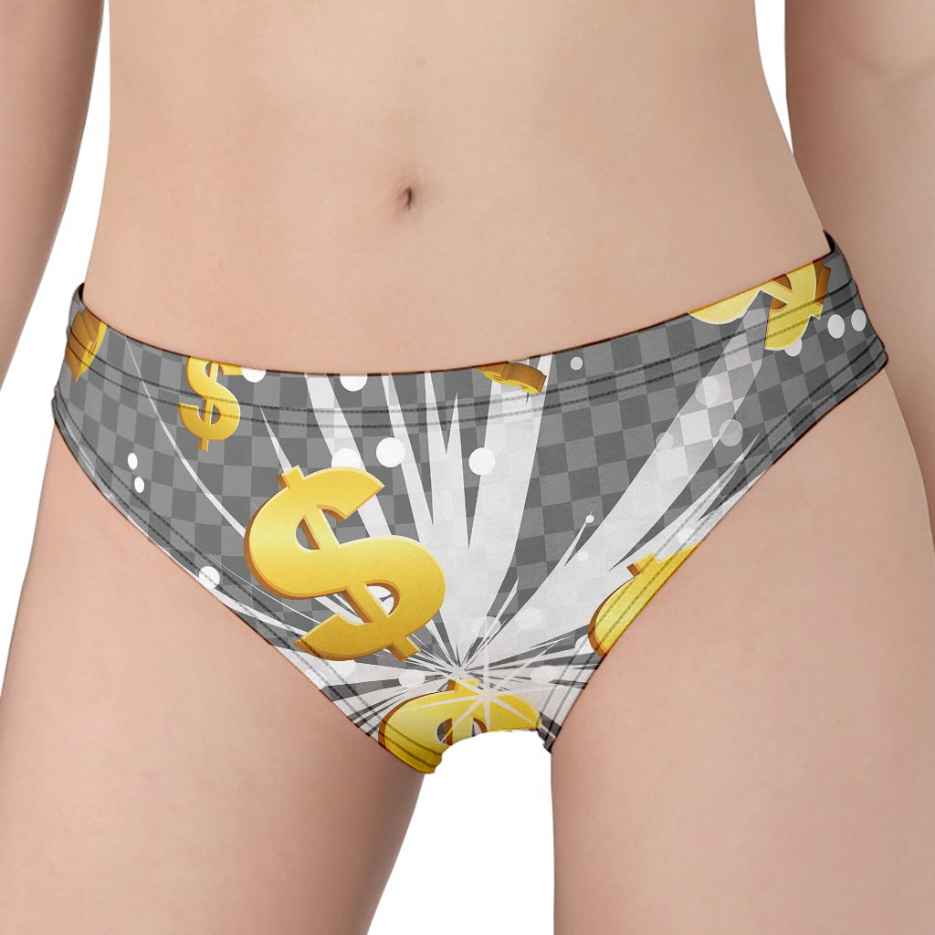 Golden Dollar Sign Explosion Print Women's Panties