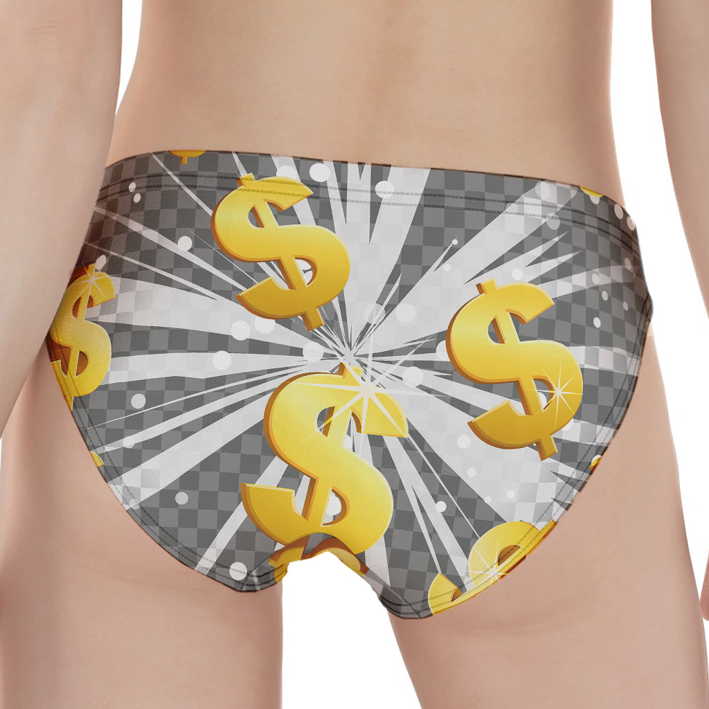 Golden Dollar Sign Explosion Print Women's Panties