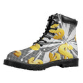 Golden Dollar Sign Explosion Print Padded Collar Lace Up Boots